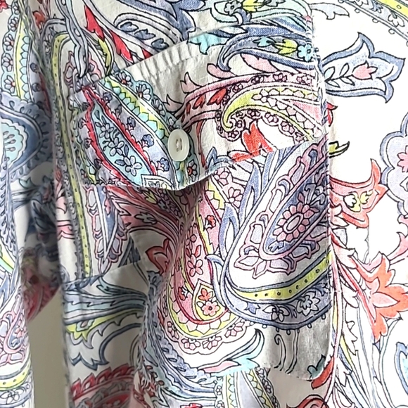 Croft & Barrow Pink, Blue & White Floral Buttondown Blouse, Size XXL - Picture 5 of 10